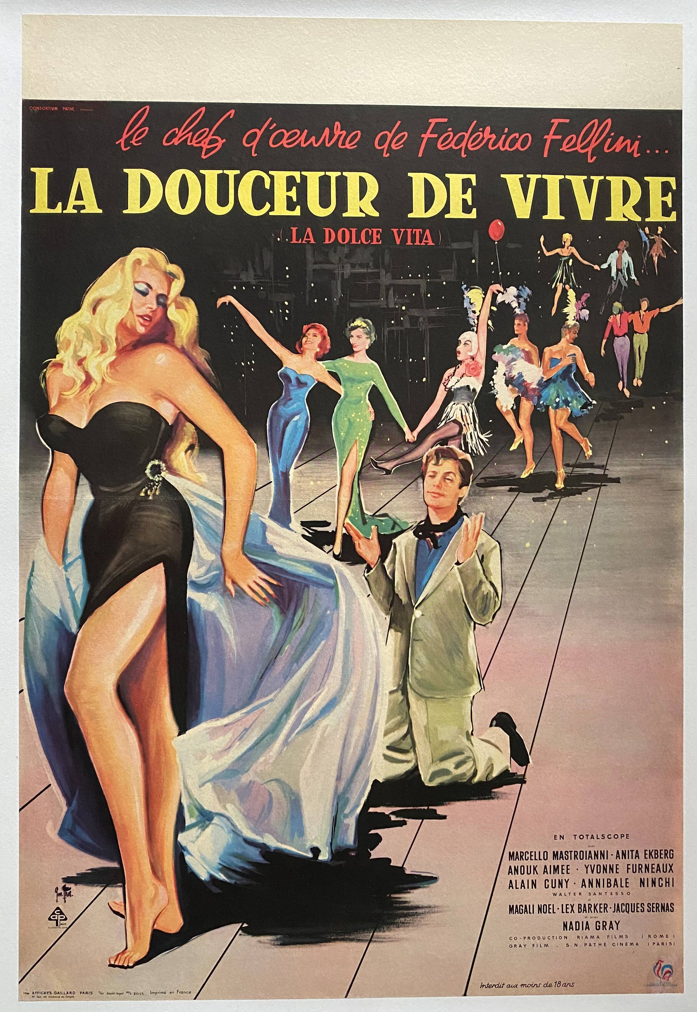 Original cinema poster La douceur de vivre Federico Fellini 1960
