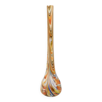 Grand et rare vase en verre Fenicio orange vintage attr. à Fratelli Toso, Italie