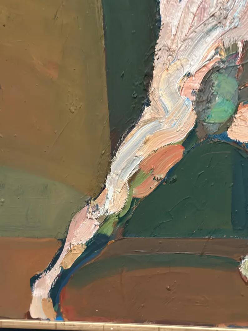 Swedish Oil on Canvas"The Discus Thrower" by Eric Elfvén,vintage and framed