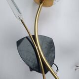 Pair of large gold wall lights with tulip-shaped globes by Arlus