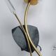 Pair of large gold wall lights with tulip-shaped globes by Arlus