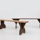 Rustic Wooden Bench in with Brown Painted Feet, France, 1890s