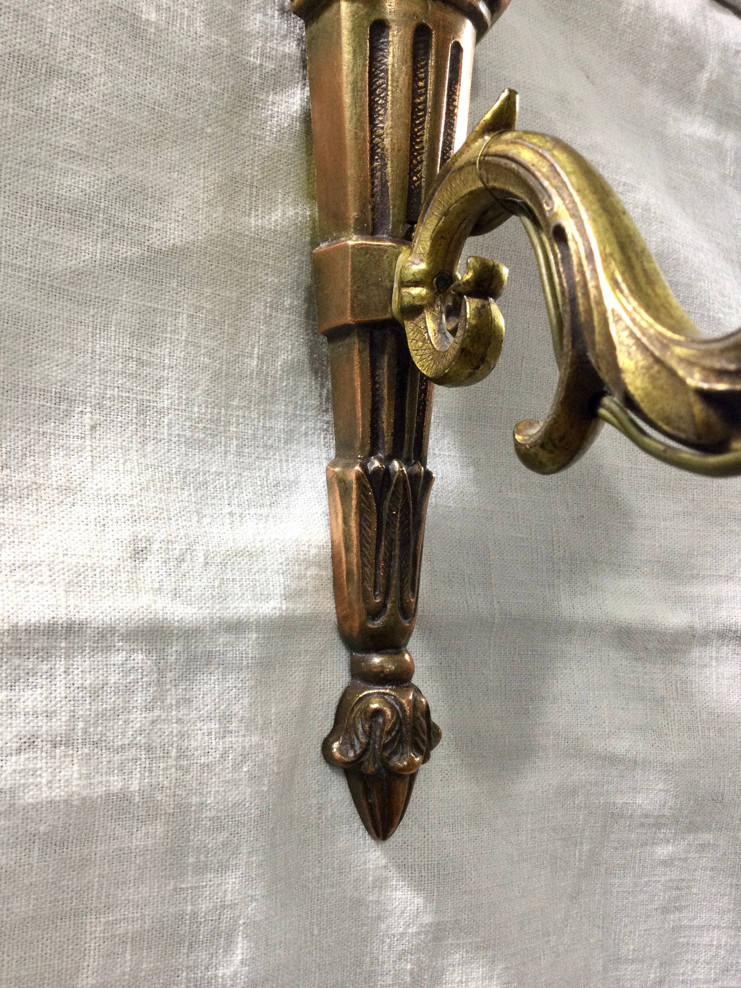 Louis XVI style wall lamp in gilded copper