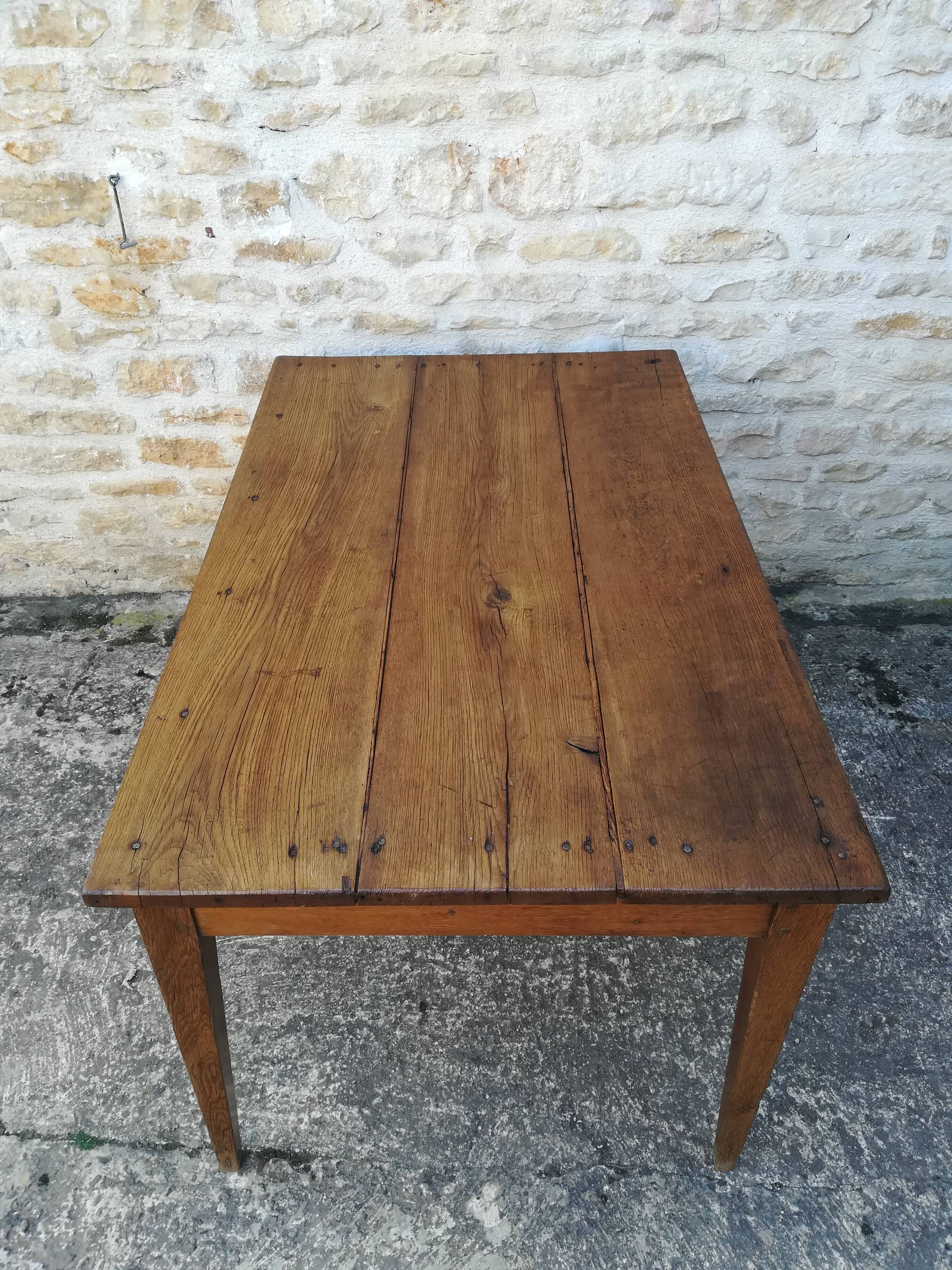 Oak farmhouse table two drawers
