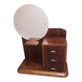 Art Deco dresser, solid walnut, veneer, 3 drawers, mirror.