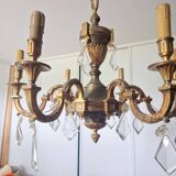 Lucien Gau, bronze worker since 1860 - Bronze chandelier with crystal pendants