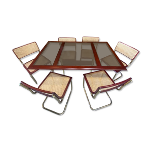 6 chaises et table en - cannage