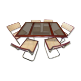 Set of 6 cane chairs and table