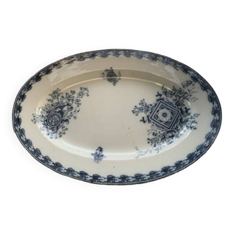 Grand plat de service en faience, modele cartouches, sarreguemines, U & C, made in france, faience