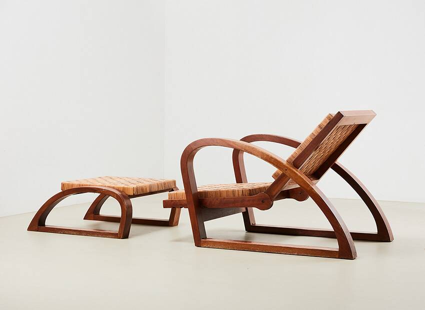 Francis Jourdain Lounge Chair + Ottoman France 1920s