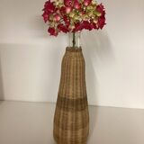 Glass and woven rattan bottle