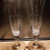 2 flûtes à champagne à pans coupés, fin 19è