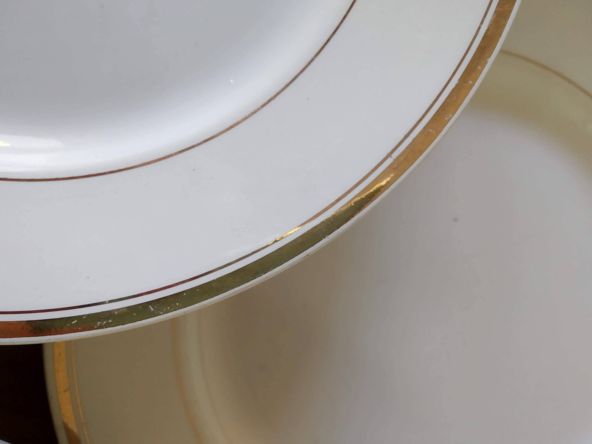 6 Vintage Moulin des Loups Gold-Edged Dinner Plates