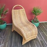 Bamboo and rattan lounge chair