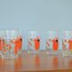 Lot de 6 verres à orangina, année 70