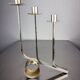 Art Deco 3-flame candelabra in stainless steel, France