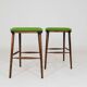 A pair of wood bar stools- Green premium wool - Rustic style/MCM