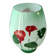 Vase in opaline crystal, red arum flowers. Vintage