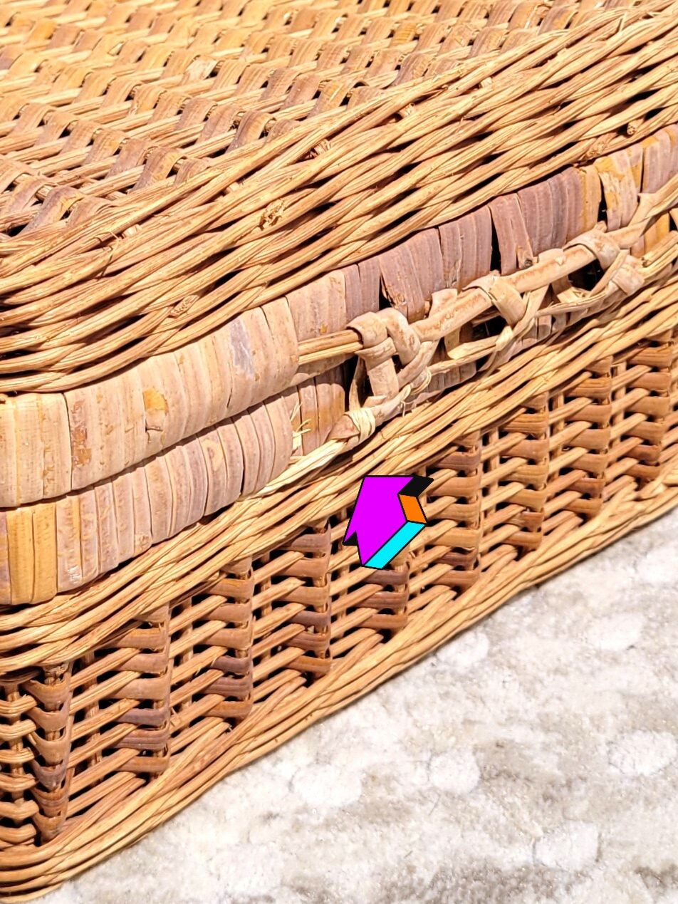 Vintage wicker case suitcase rattan