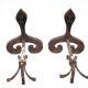 Vintage chenets, pair of brutalist chenets, fireplace accessory.