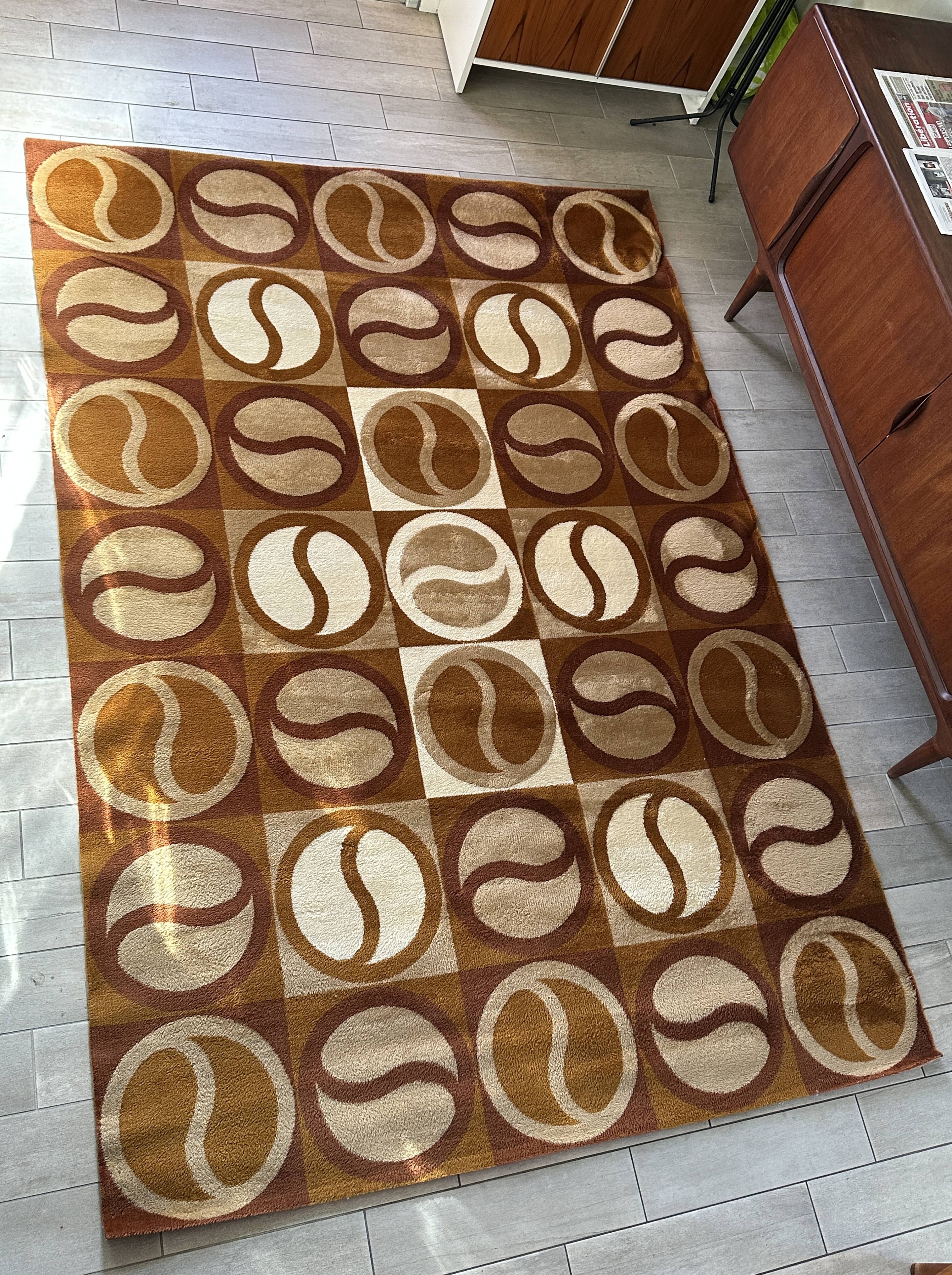 Grand tapis géométrique années 70 scandinave Space Age