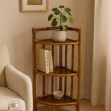 Vintage Bamboo and Wood Corner Shelf - 3 Tiers