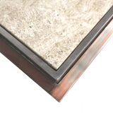 Set of 2 coffee tables from Belgo Chrom with travertine top made in the 1970s
