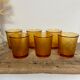6 vintage Arcoroc Sierra textured amber glasses