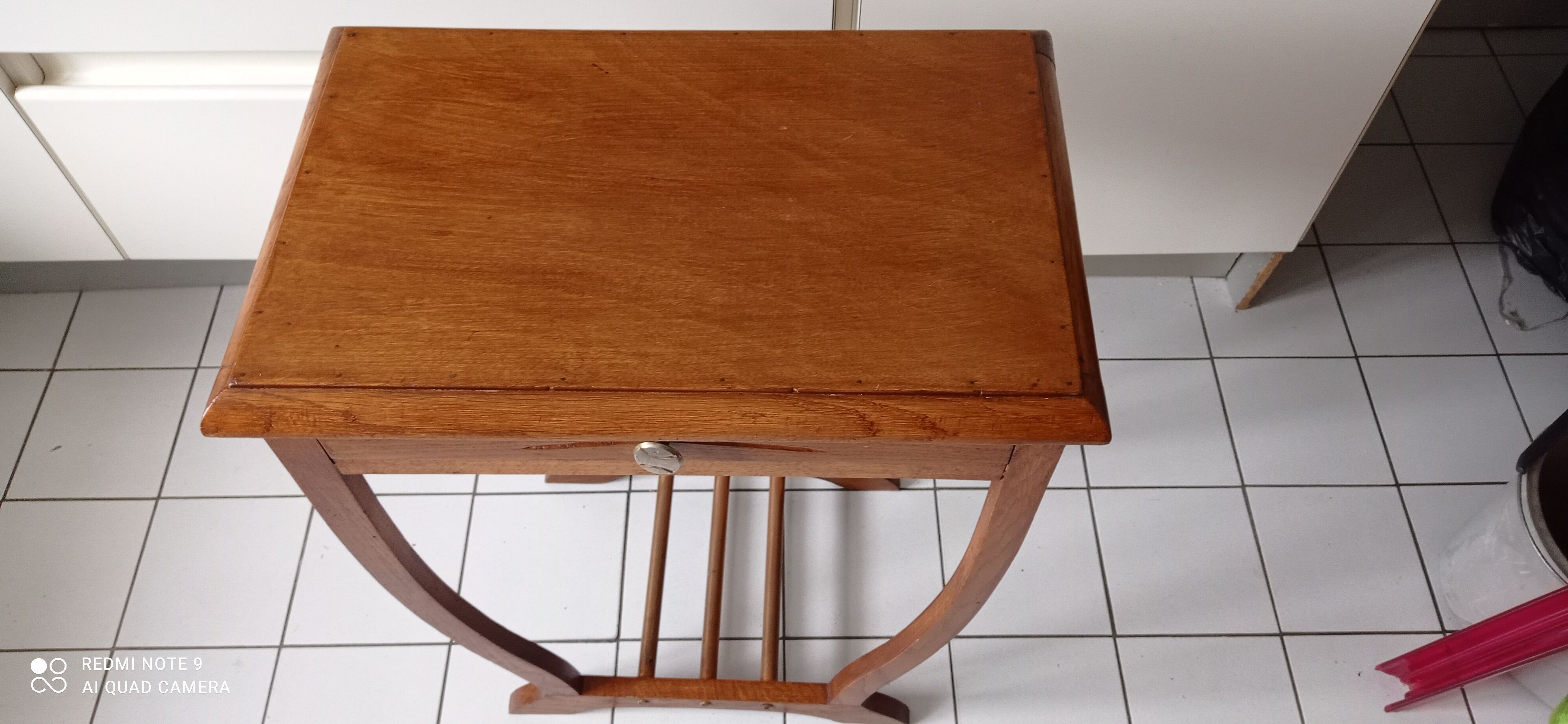 Art Deco pedestal table wood and copper
