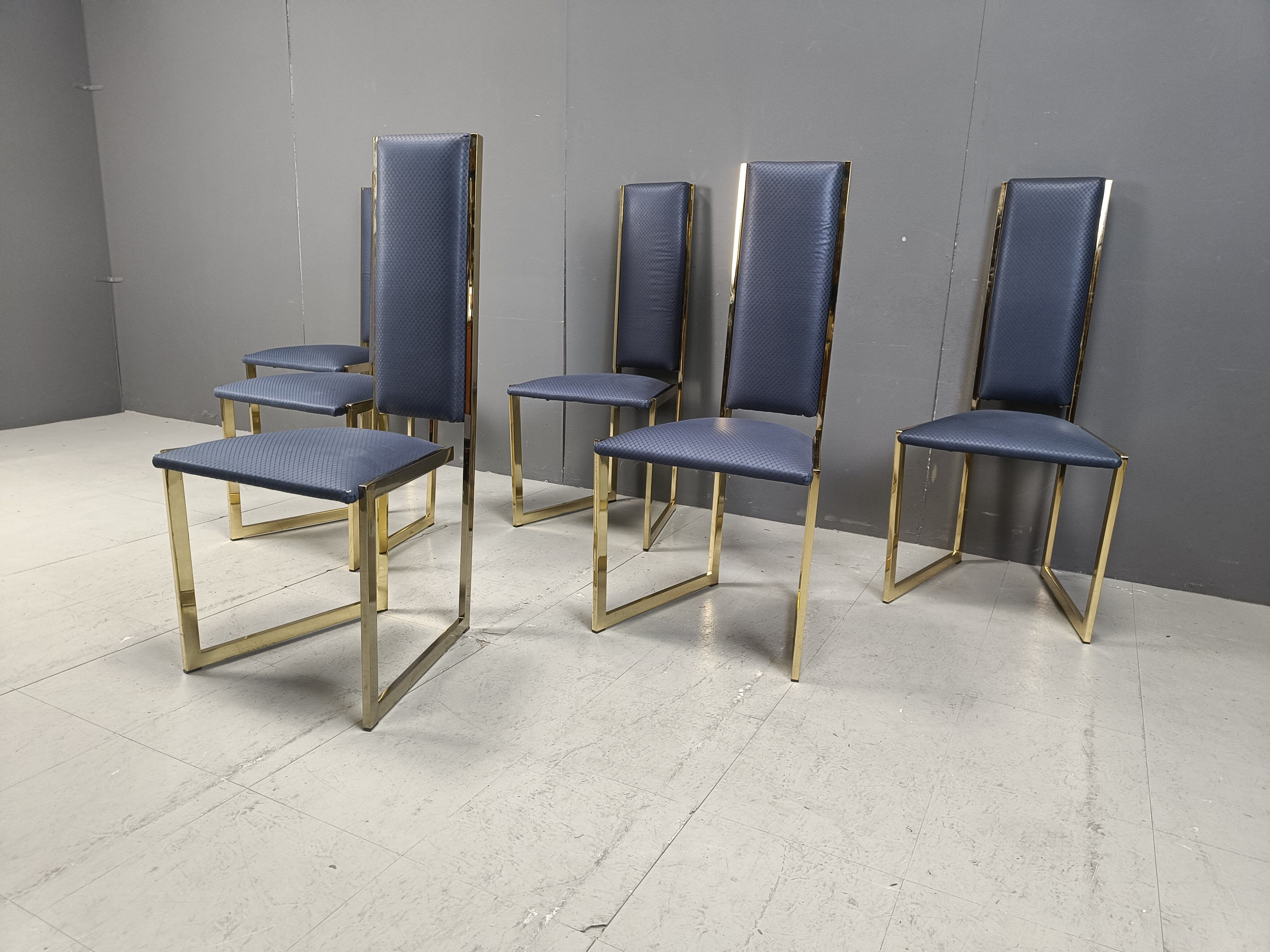 Vintage brass dining chairs set of 6 - 1970s