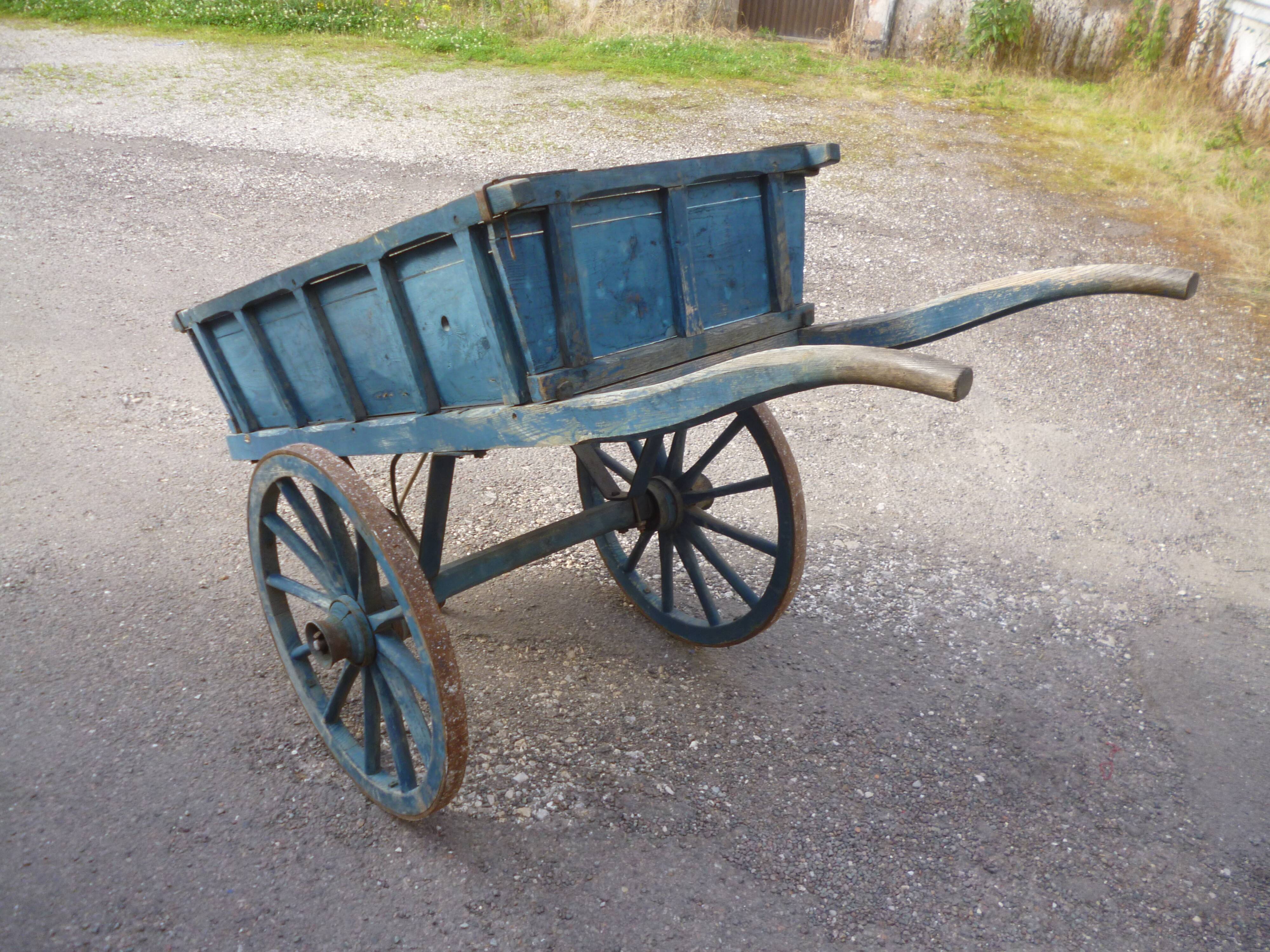 Old blue patina cart