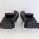 Set of 2 Girsberger Eurochair leather armchairs