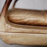 Vintage Mid-Century German Modern Leather Swivel Chairs by Carl Straub