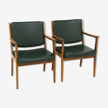 Set de 2 fauteuils en cuir, Karl Erik Ekselius, Suède, 1960