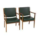 Set de 2 fauteuils en cuir, Karl Erik Ekselius, Suède, 1960