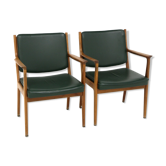 Set de 2 fauteuils en cuir, Karl Erik Ekselius, Suède, 1960