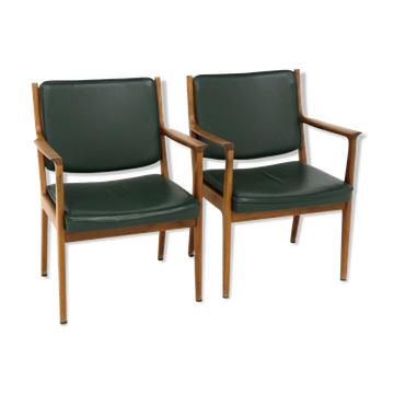 Set of 2 leather armchairs, Karl Erik Ekselius, Sweden, 1960