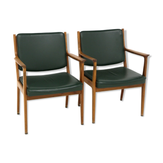 Set of 2 leather armchairs, Karl Erik Ekselius, Sweden, 1960