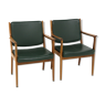 Set de 2 fauteuils en cuir, Karl Erik Ekselius, Suède, 1960