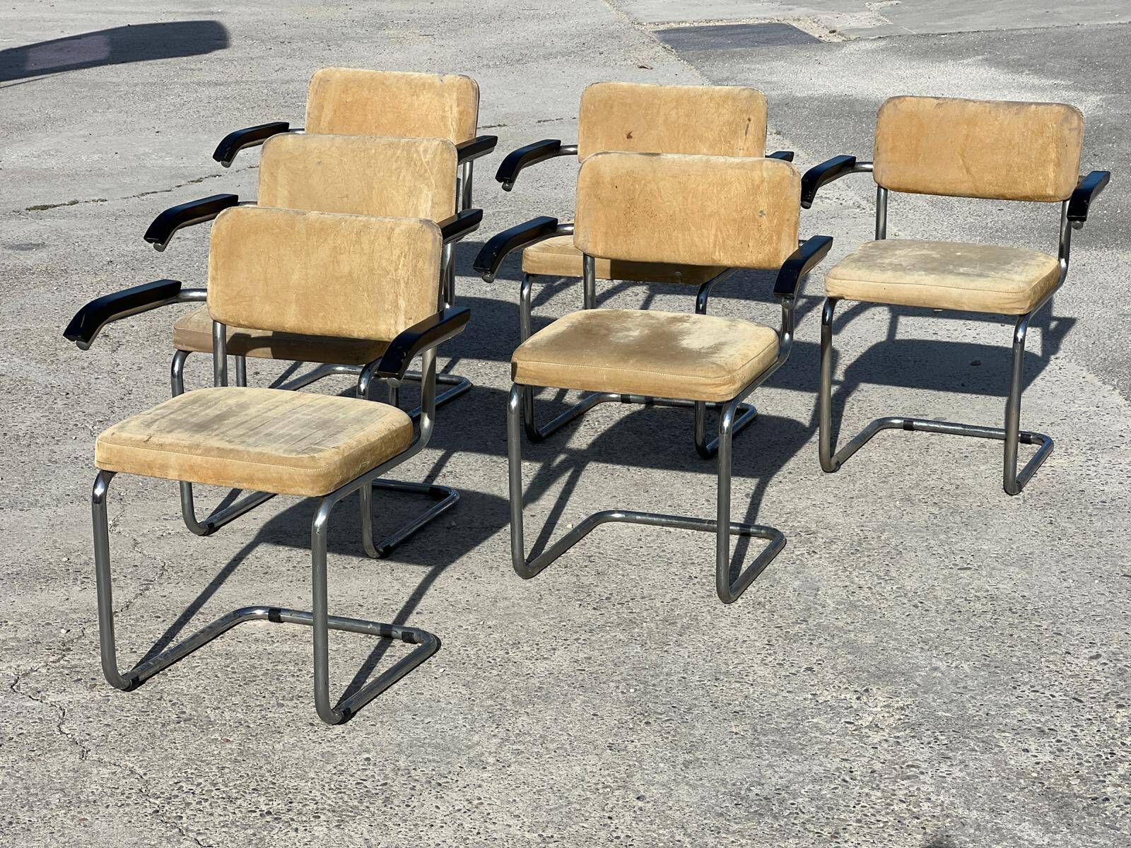 Set of 6 Marcel Breuer S64 armchairs for Thonet 1950