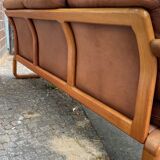 HS Denmark sofa in leather and teak from the 60s