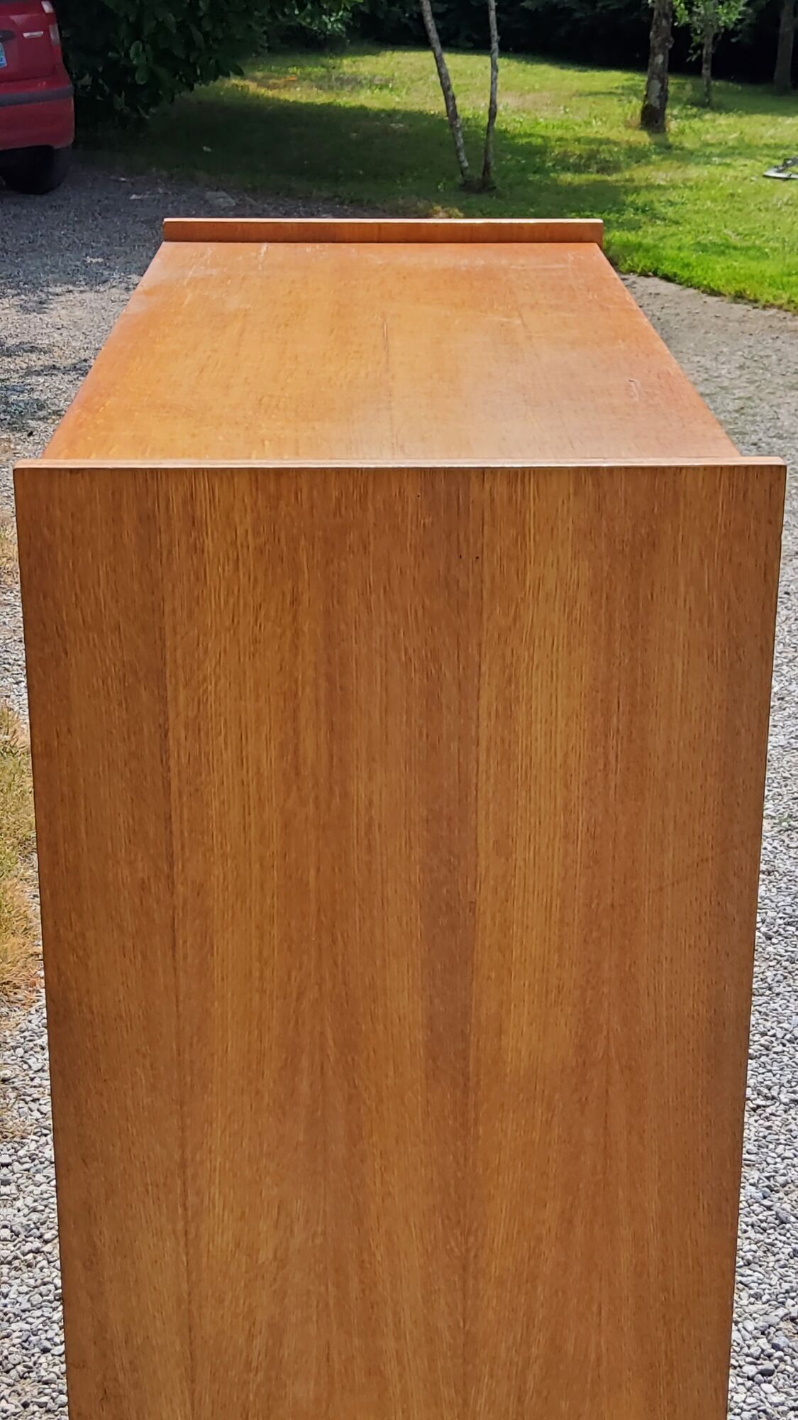 Vintage Golden Blond Oak Chest of drawers Feet Compass 6 Drawers 1 Door 50s