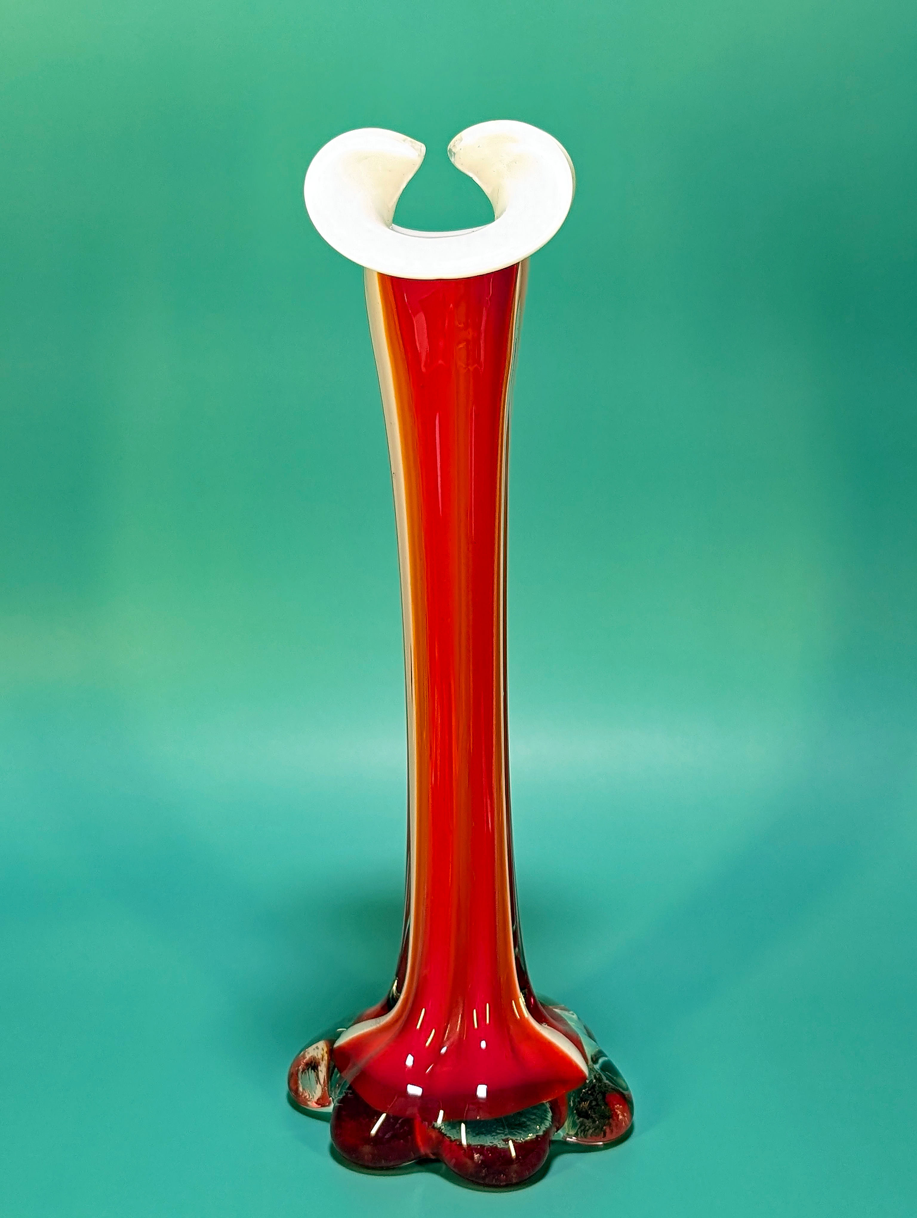 Murano Vase Soliflore "Coral" Vintage 60's Italy