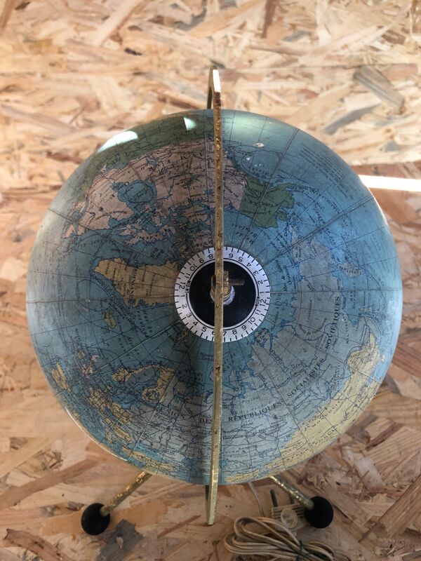 Ancienne mappemonde globe terrestre verre 1963