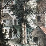 Secret conversation in a hamlet, watercolor