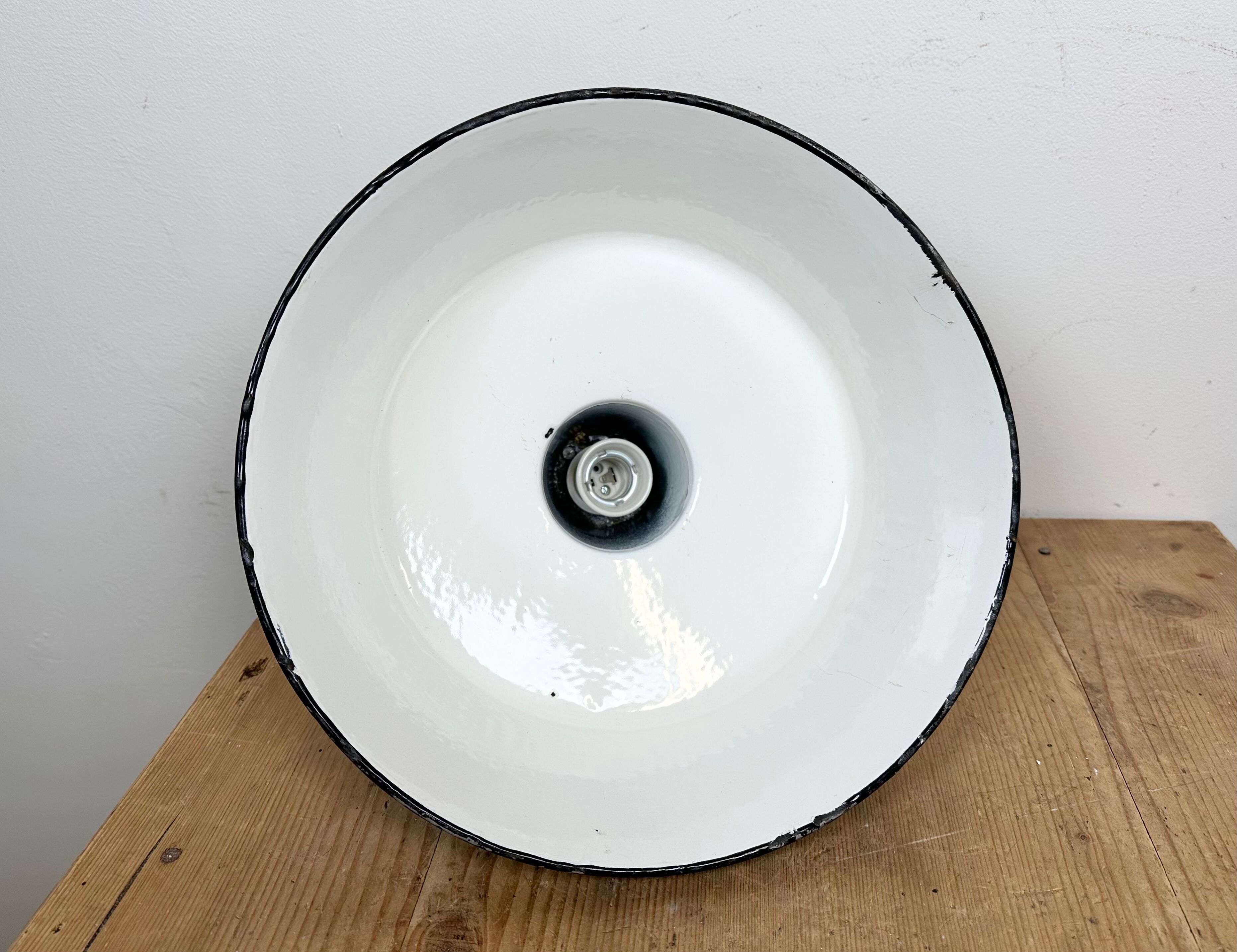 Industrial Blue Enamel Factory Lamp with Cast Iron Top, 1960s