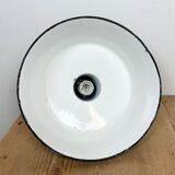 Industrial Blue Enamel Factory Lamp with Cast Iron Top, 1960s