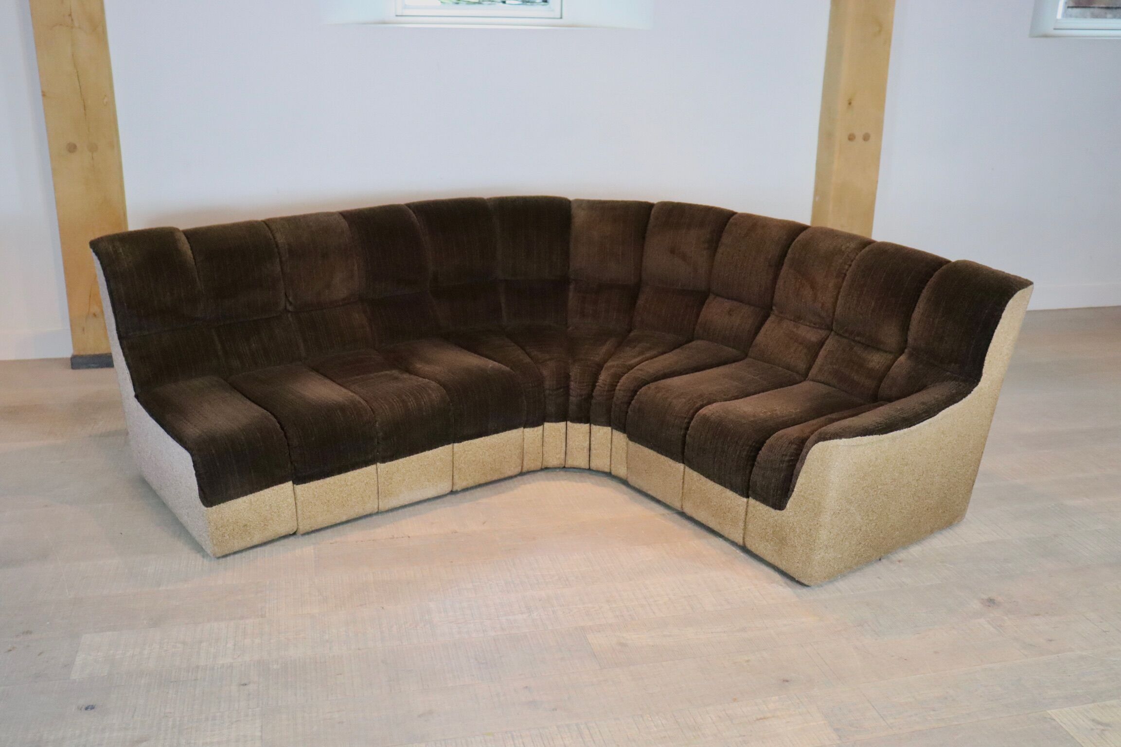 Midcentury seventies ‘snake harmonica’ modular sofa