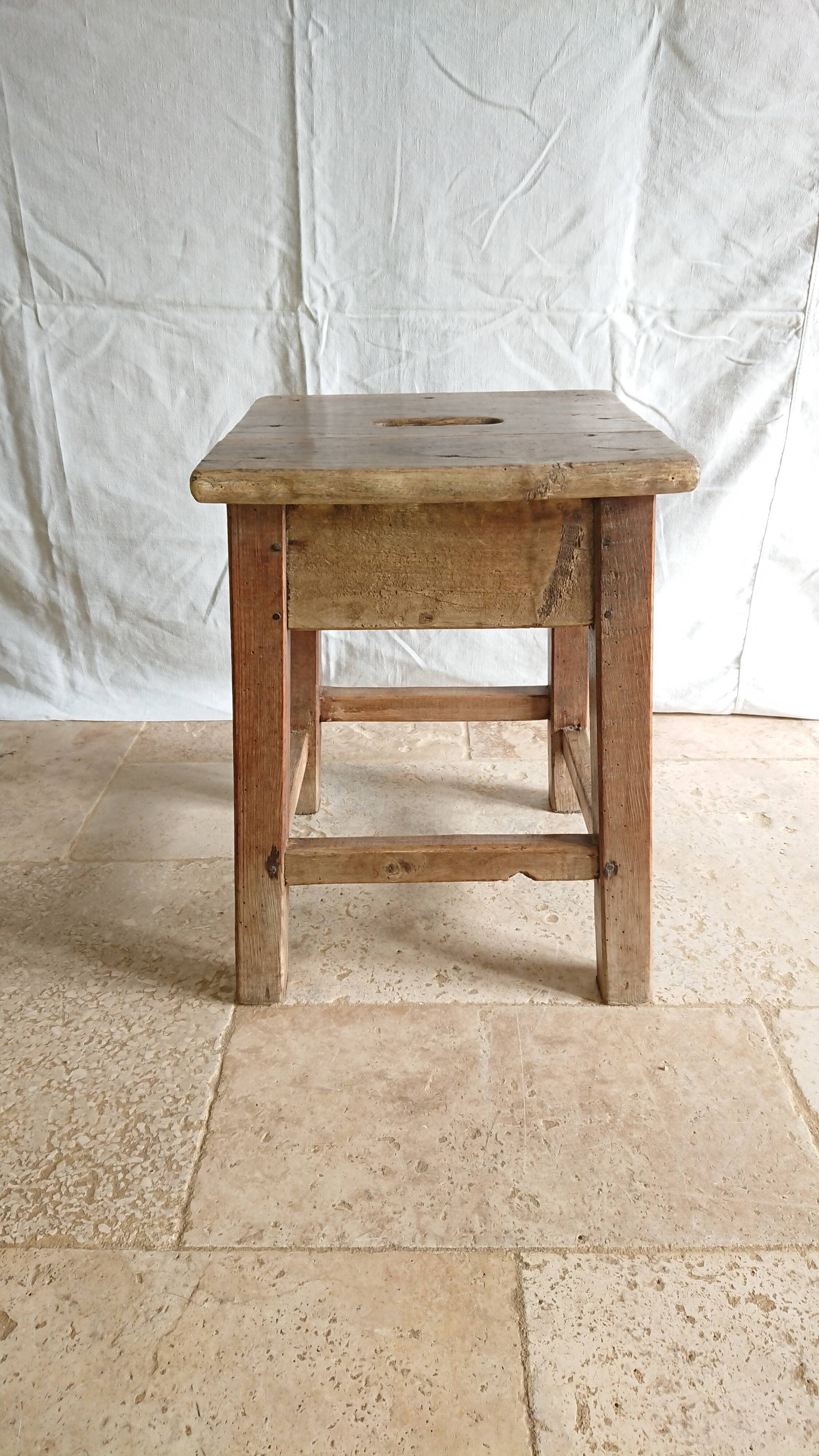 Raw wooden workshop stool