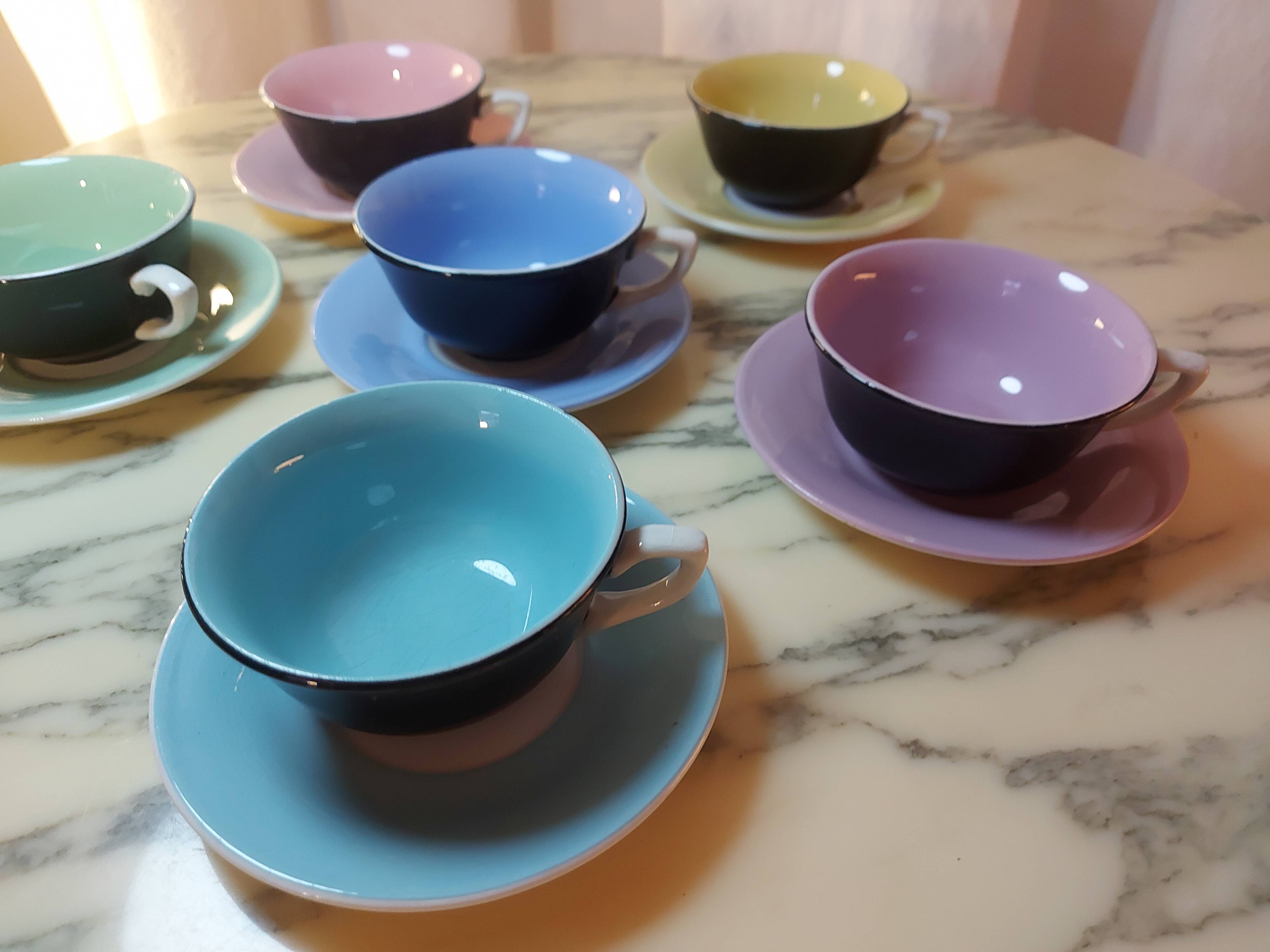 6 cups and under cups in vintage ceramic 60'S